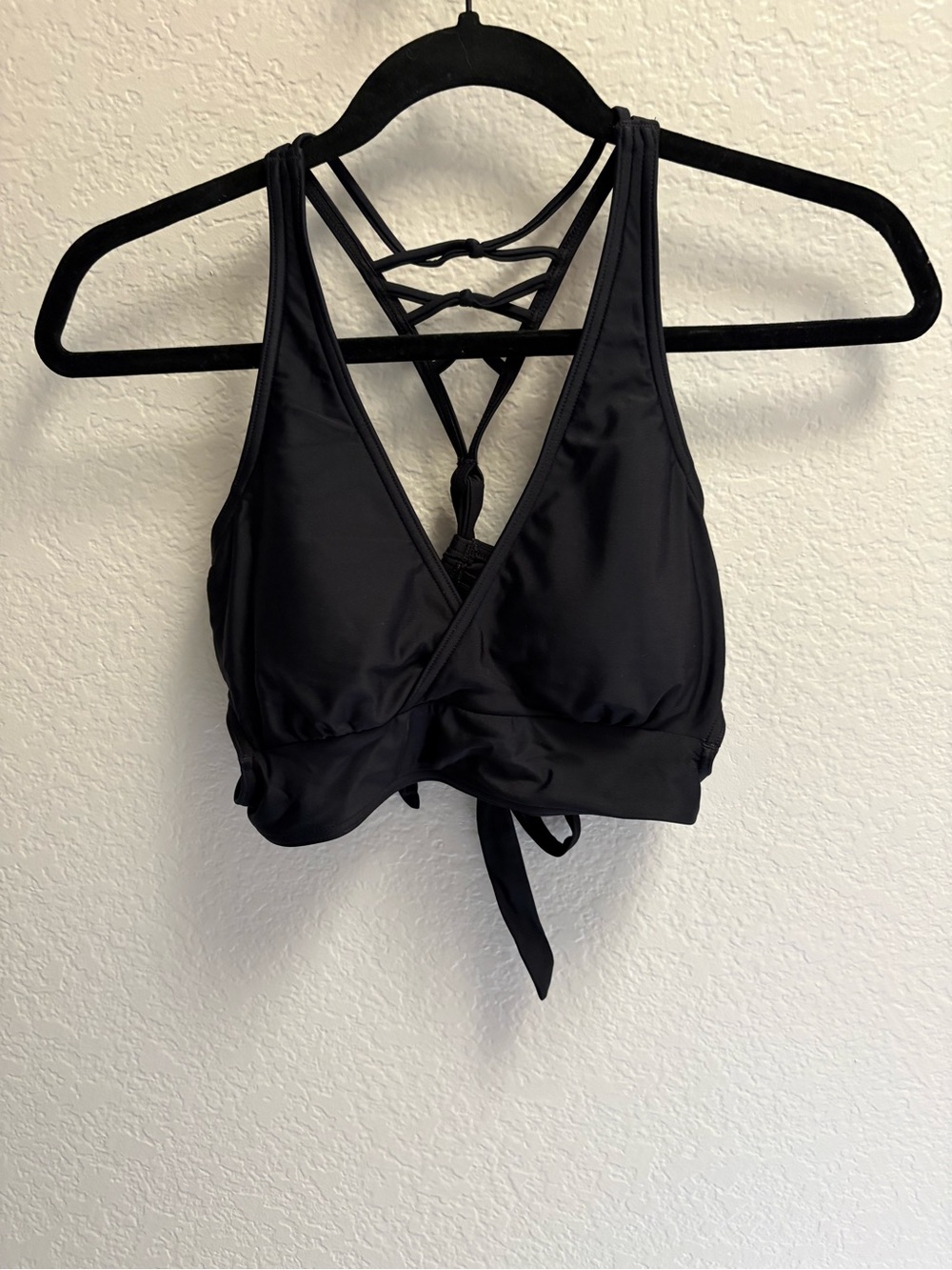 Prana Black Strappy Wrap Bikini Top
